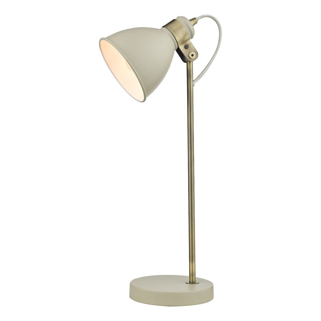 Dar FRE4233 Frederick Task Table Lamp Cream Antique Brass