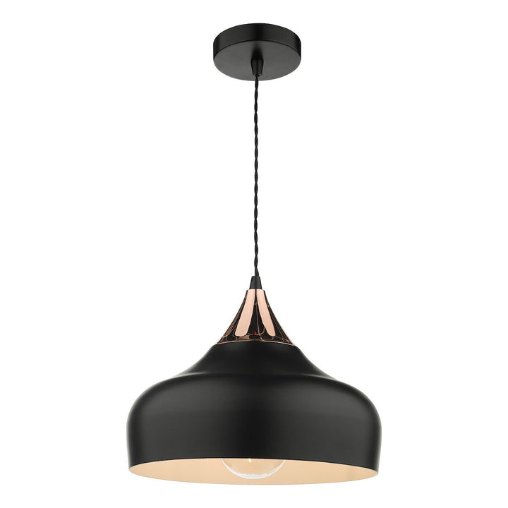 Dar GAU0164 | Gaucho Pendant | 1-Light | Black & Copper Finish