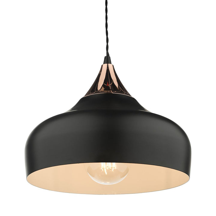 Dar GAU0164 | Gaucho Pendant | 1-Light | Black & Copper Finish