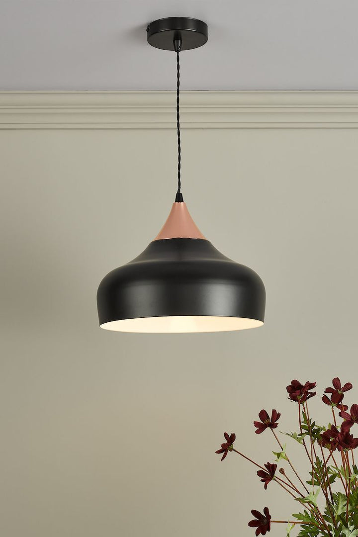 Dar GAU0164 | Gaucho Pendant | 1-Light | Black & Copper Finish