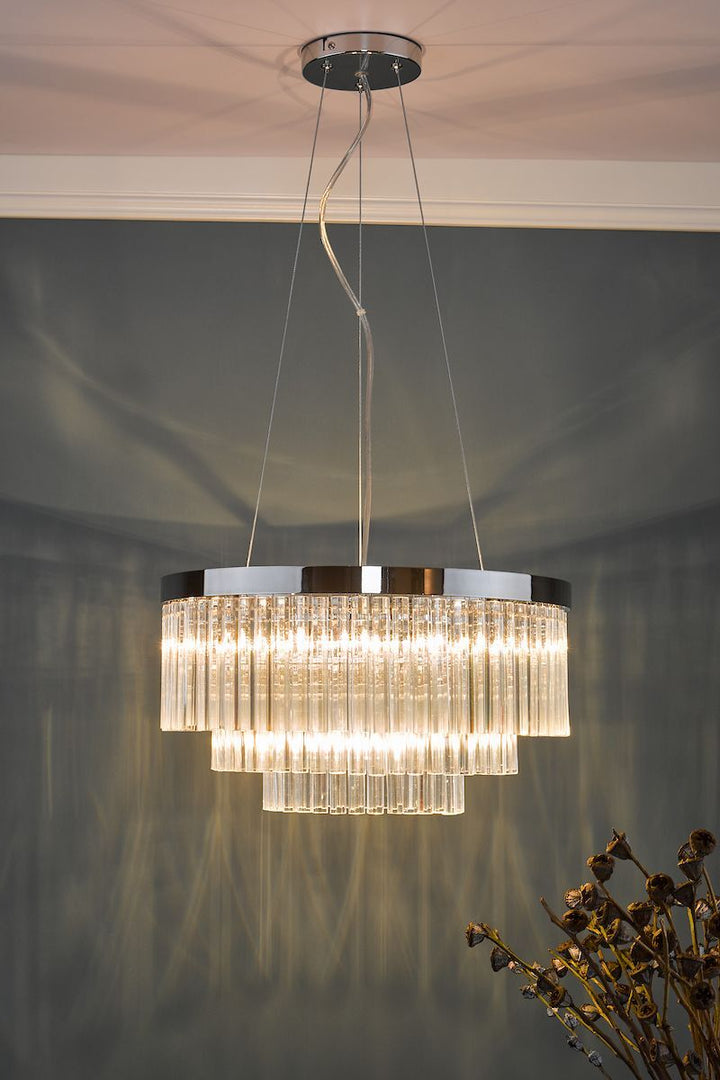 Dar GIO0508 | Giovana Pendant | 5-Light | Polished Chrome & Clear Glass