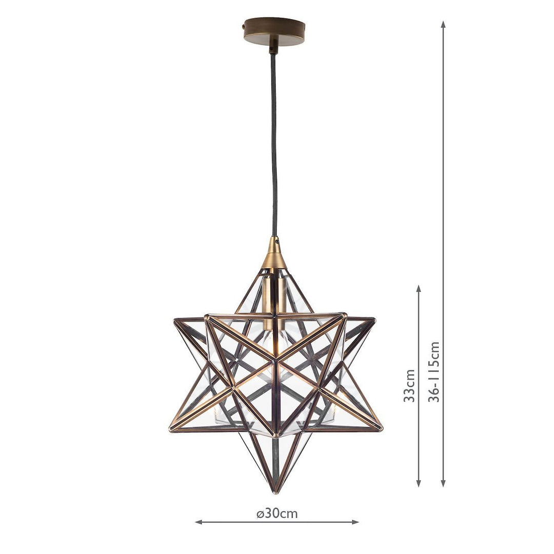 Dar ILA0175 | ILARIO Star Pendant | Antique Brass with Glass | Small