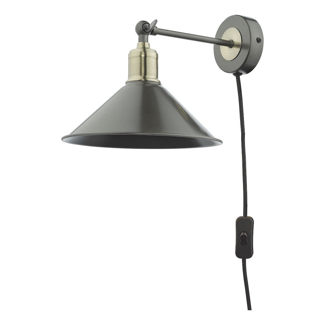 Dar JAL0761 Jalen 1 Light Wall Light Graphite Antique Brass
