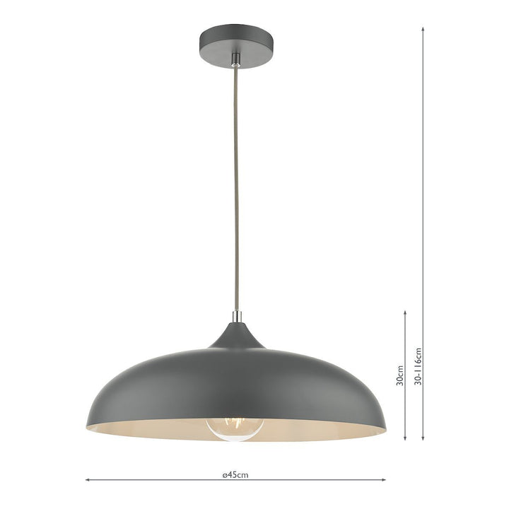 Dar KAE0137 Kaelan 1 Light Single Pendant Graphite