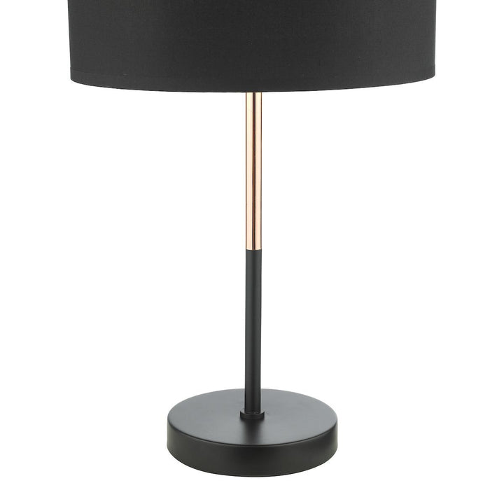Dar KEL4264 Kelso 1 Light Table Lamp Matt Black Polished Copper With Shade