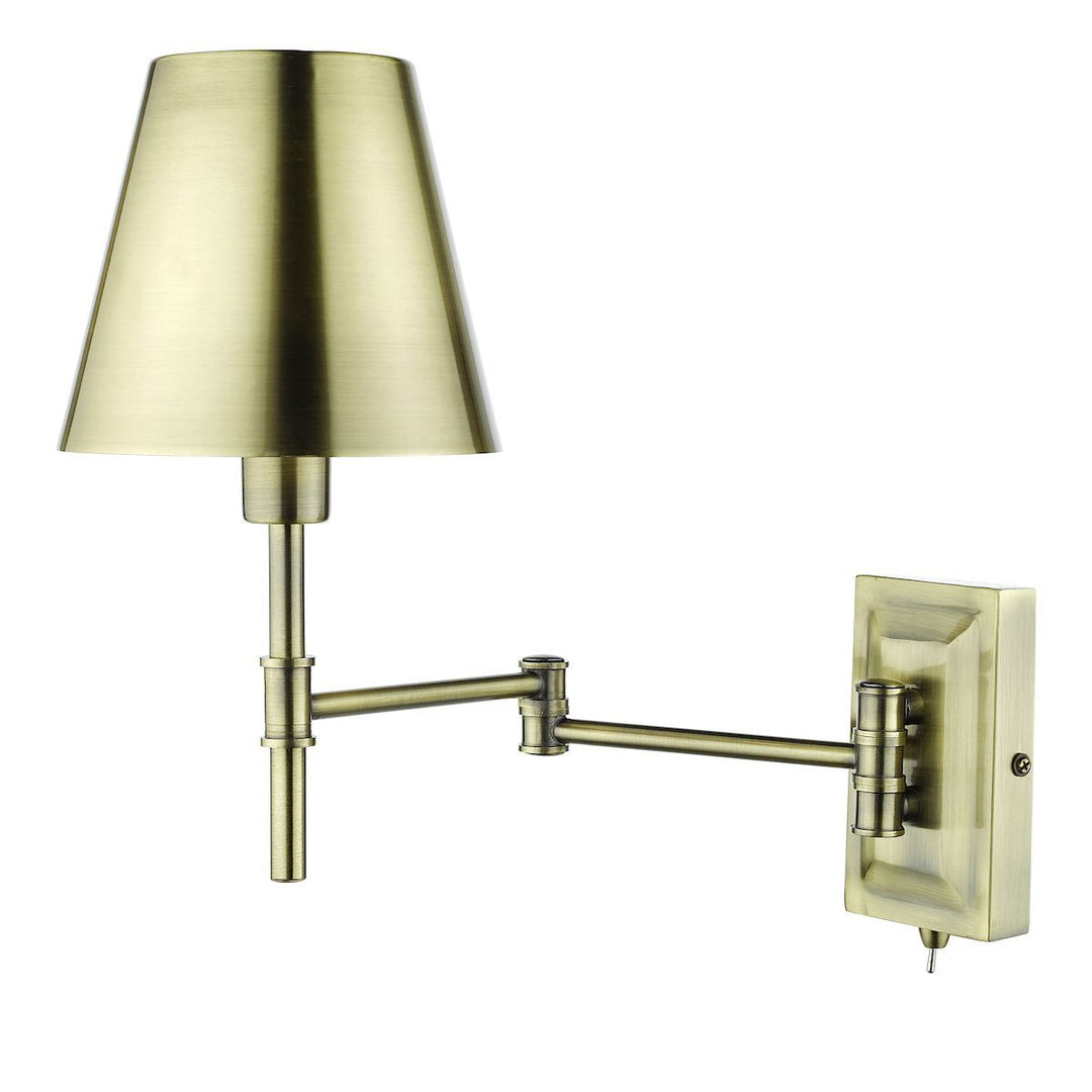 Dar KEN0775 | Kensington | 1 Light Swing Arm Wall Light | Antique Brass