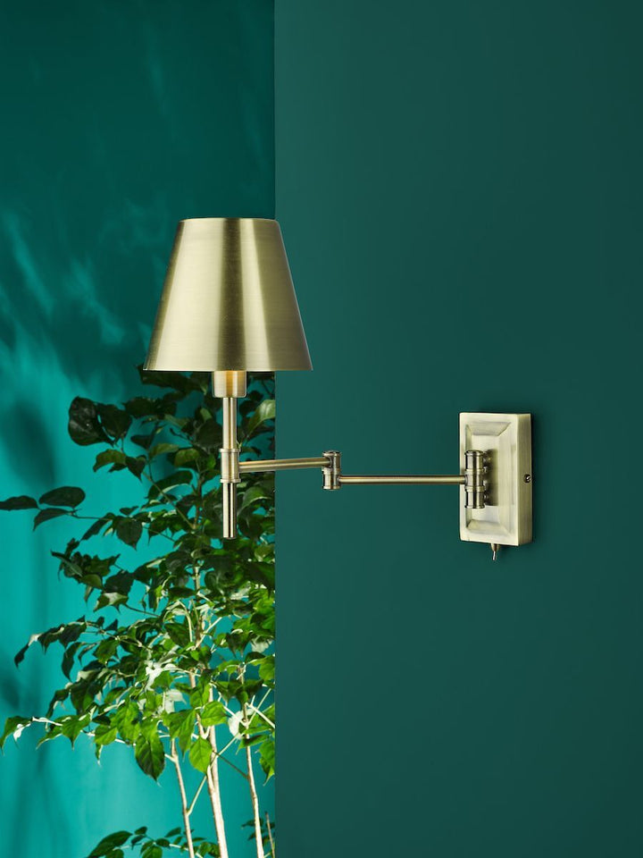 Dar KEN0775 | Kensington | 1 Light Swing Arm Wall Light | Antique Brass