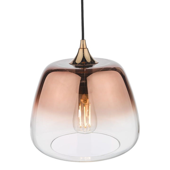 Dar KLA0164 | Klaxon | 1-Light Pendant | Ombre Copper Glass