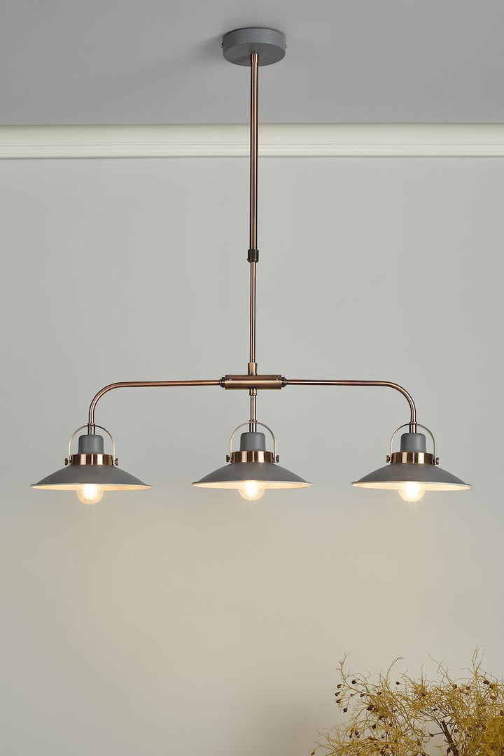 Dar LID0339 Liden 3 Light Bar Pendant Graphite Copper