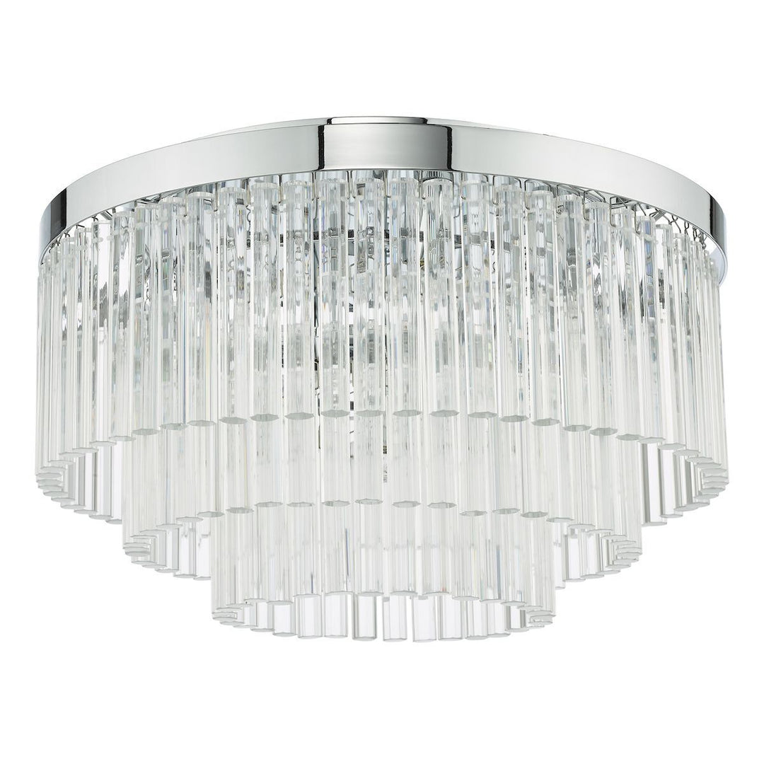 Dar LOG5408 | Logan Flush Ceiling Light | Polished Chrome & Glass