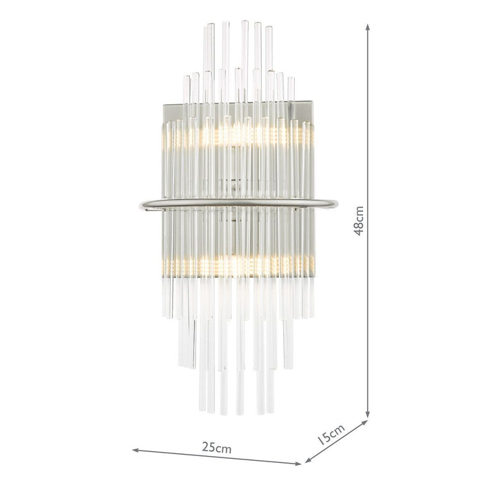 Dar LUK0950 | Lukas | 2 Light Wall Light | Polished Chrome & Glass