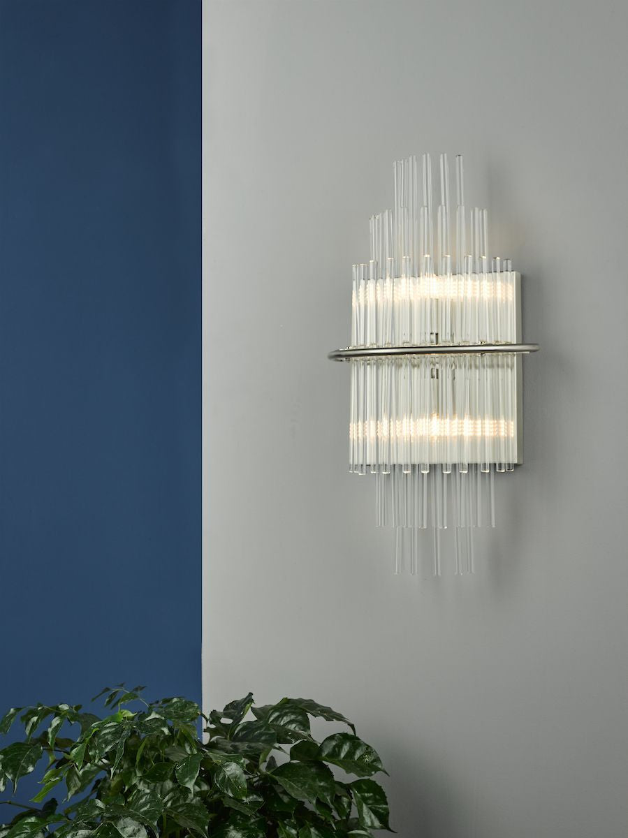 Dar LUK0950 | Lukas | 2 Light Wall Light | Polished Chrome & Glass