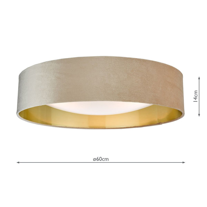 Dar NYS4801 | Nysa 3-Light Flush | Velvet Taupe Shade 60cm