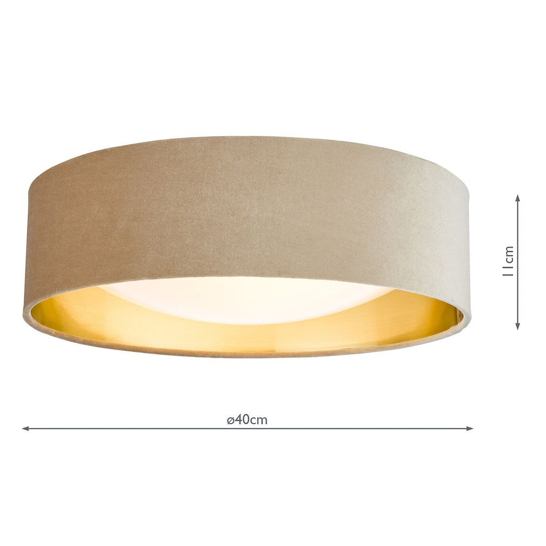 Dar NYS5001 | Nysa 2-Light Flush | Velvet Taupe Shade 40cm