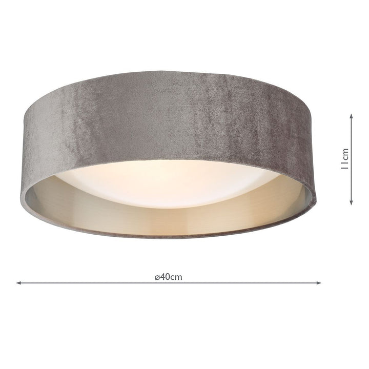 Dar NYS5037 | Nysa 2-Light Flush | Velvet Mink Shade 40cm