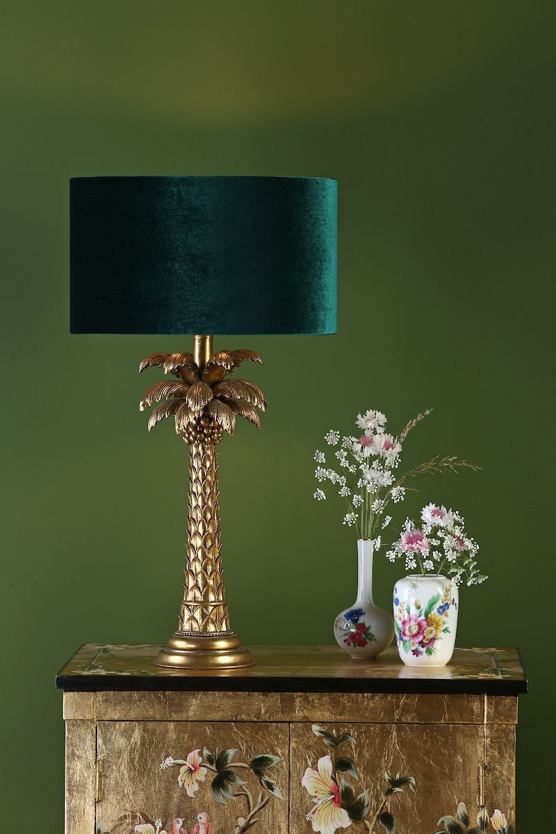 Gold palm store table lamp