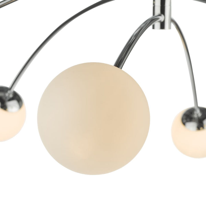 Dar PUG6450 | Puglia Semi-Flush 6-Light | Polished Chrome & Opal Glass Ceiling Fixture