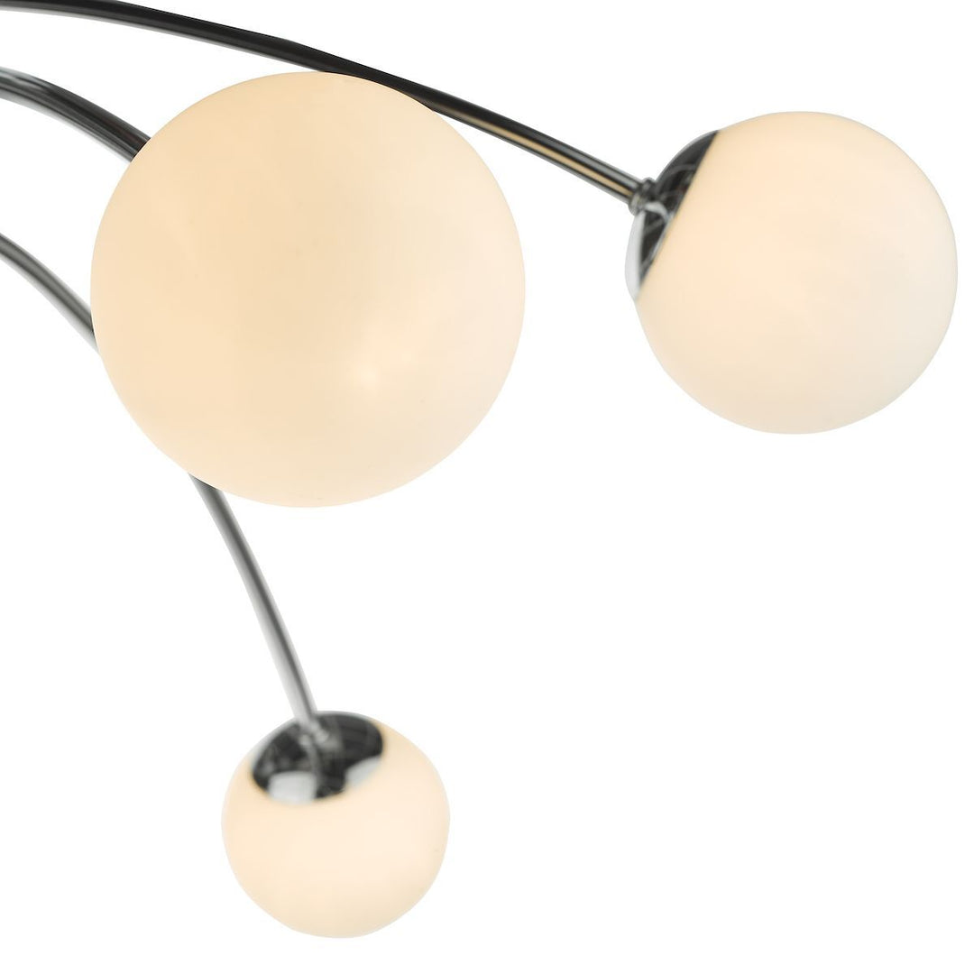 Dar PUG6450 | Puglia Semi-Flush 6-Light | Polished Chrome & Opal Glass Ceiling Fixture