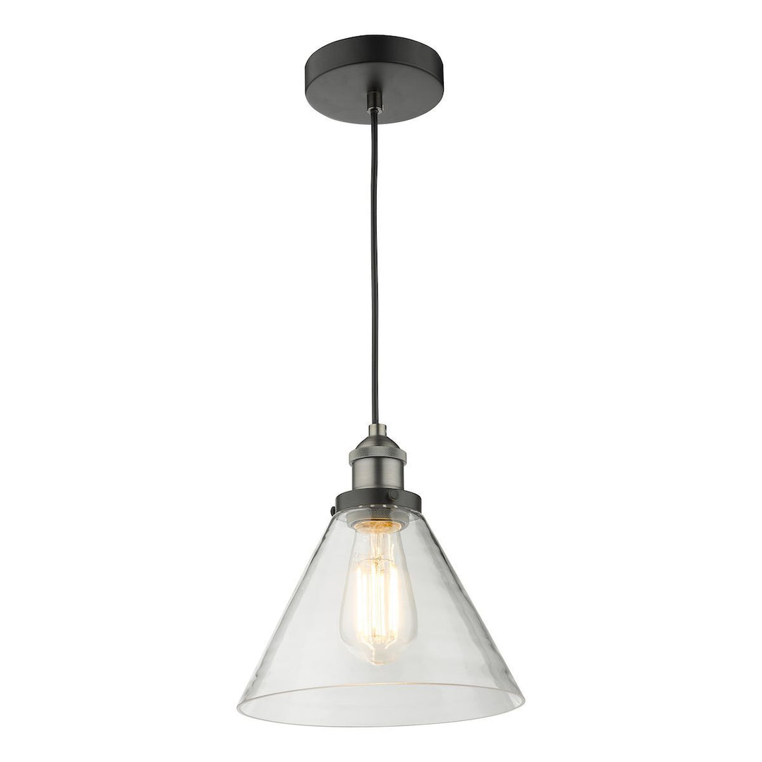 Dar RAY0138 | Ray Pendant | Antique Nickel Finish with Clear Glass