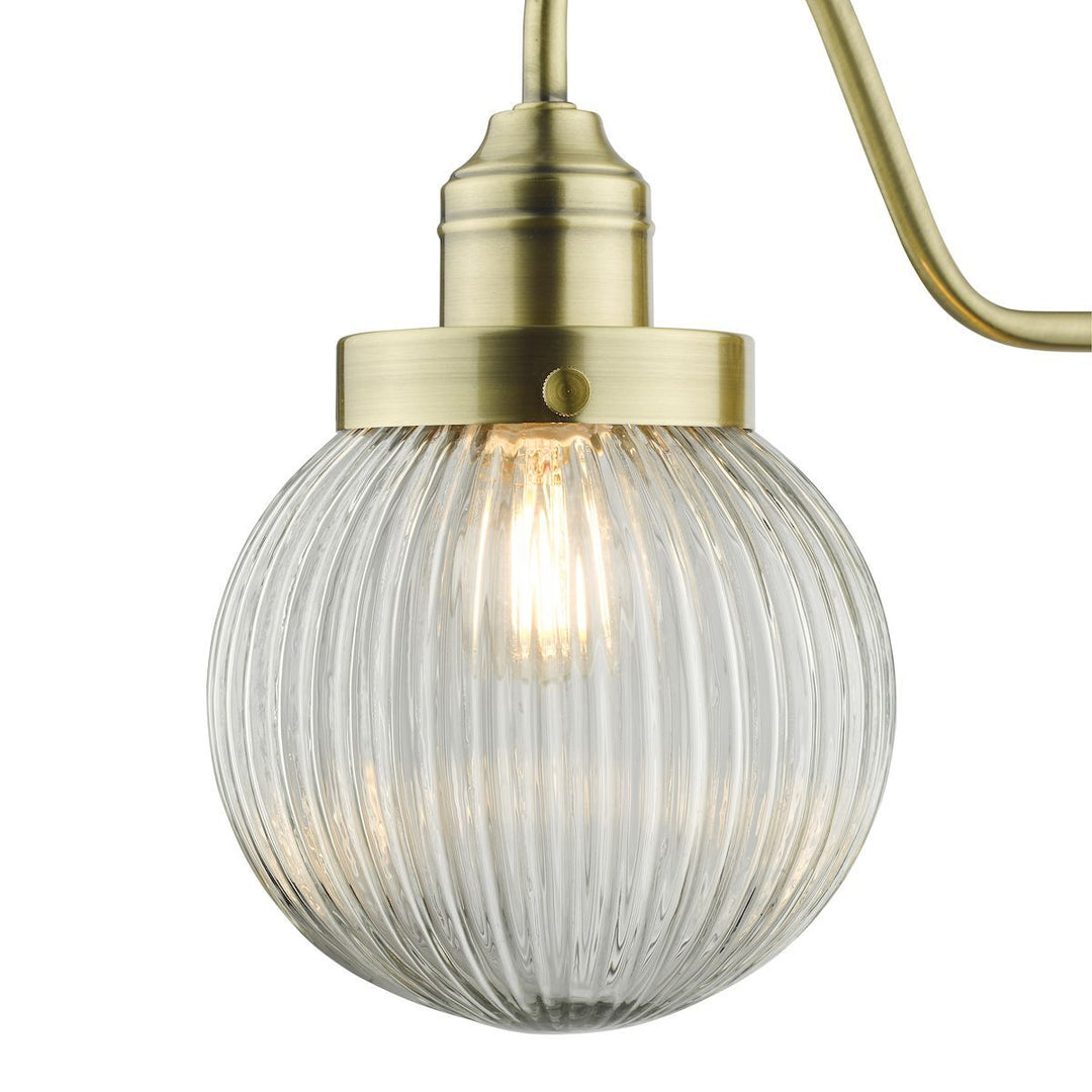 Dar TAM0775 | Tamara | Single Wall Light | Antique Brass & Ribbed Glass