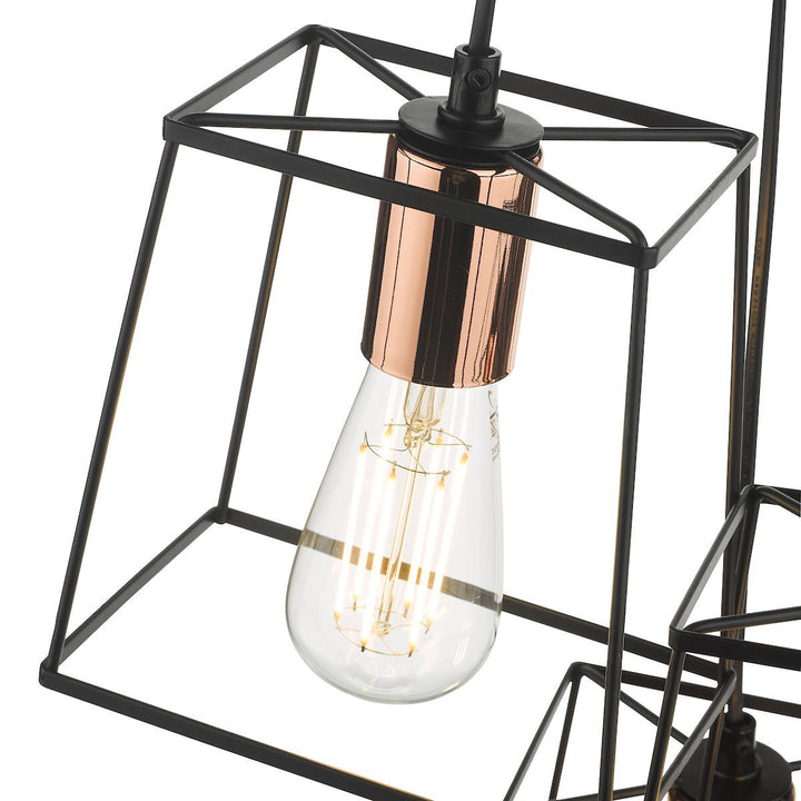 Dar TOW0322 | Tower Cluster Pendant | Black & Copper Trio