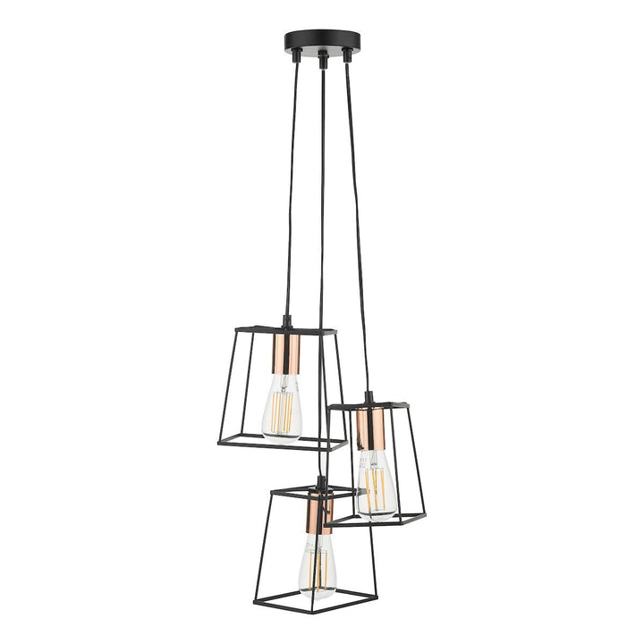 Dar TOW0322 | Tower Cluster Pendant | Black & Copper Trio