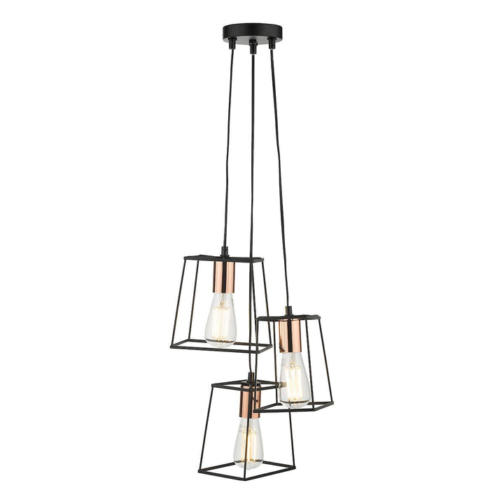 Dar TOW0322 | Tower Cluster Pendant | Black & Copper Trio