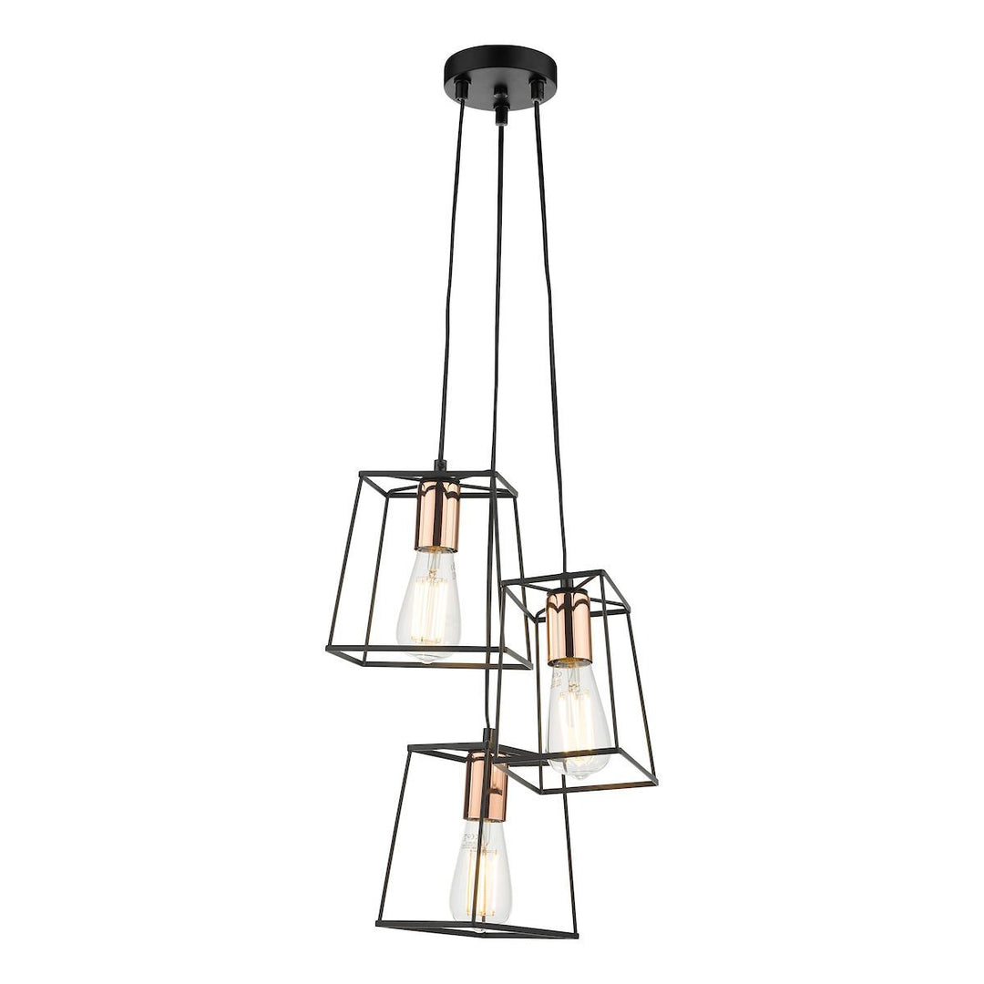 Dar TOW0322 | Tower Cluster Pendant | Black & Copper Trio