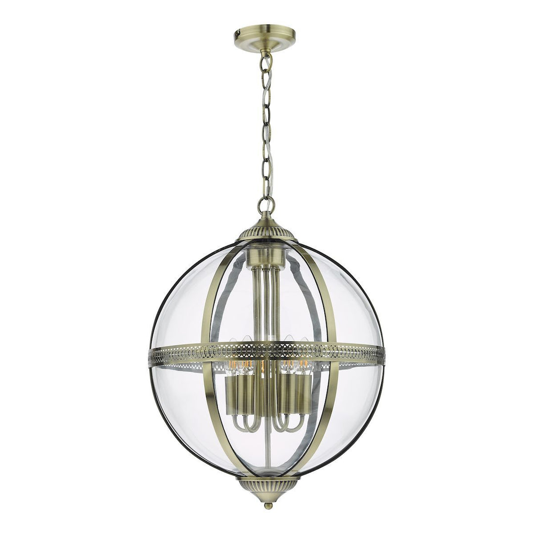 Dar VAN0575 | Vanessa 5-Light Antique Brass Lantern