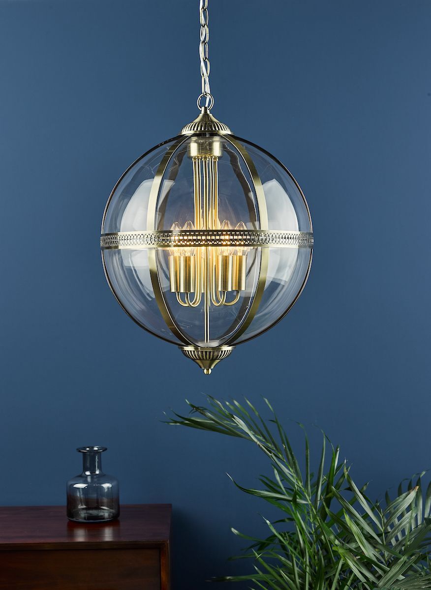 Dar VAN0575 | Vanessa 5-Light Antique Brass Lantern