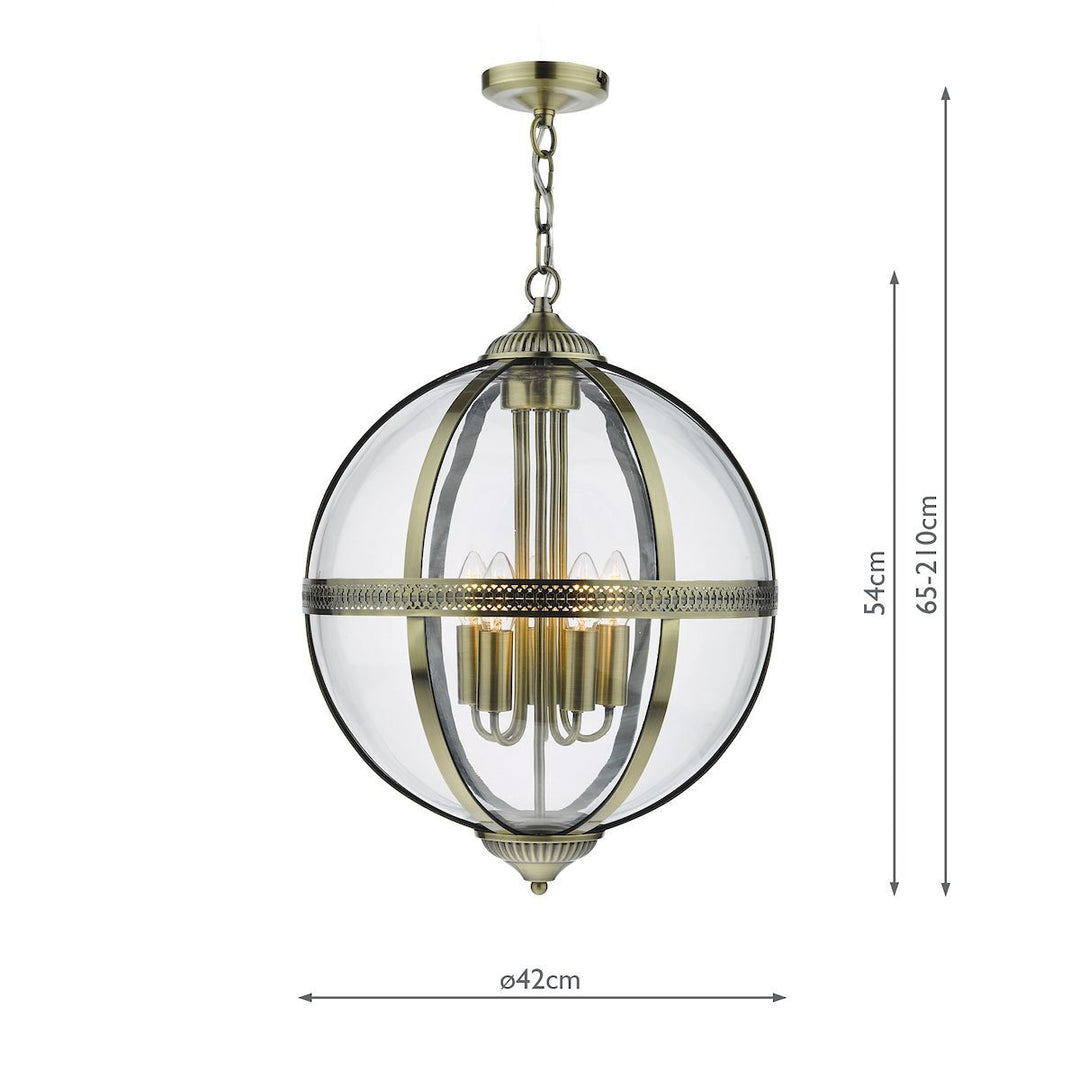 Dar VAN0575 | Vanessa 5-Light Antique Brass Lantern