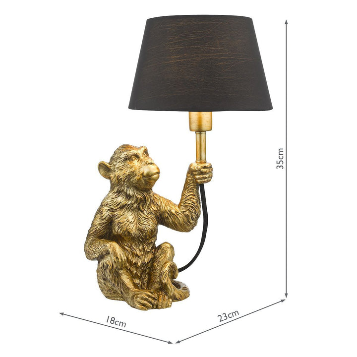 Dar ZIR4235 | Zira Monkey Table Lamp | Gold with Shade