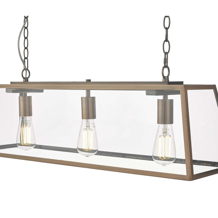 Dar ACA0364 Academy 3 Light Bar Pendant Antique Copper