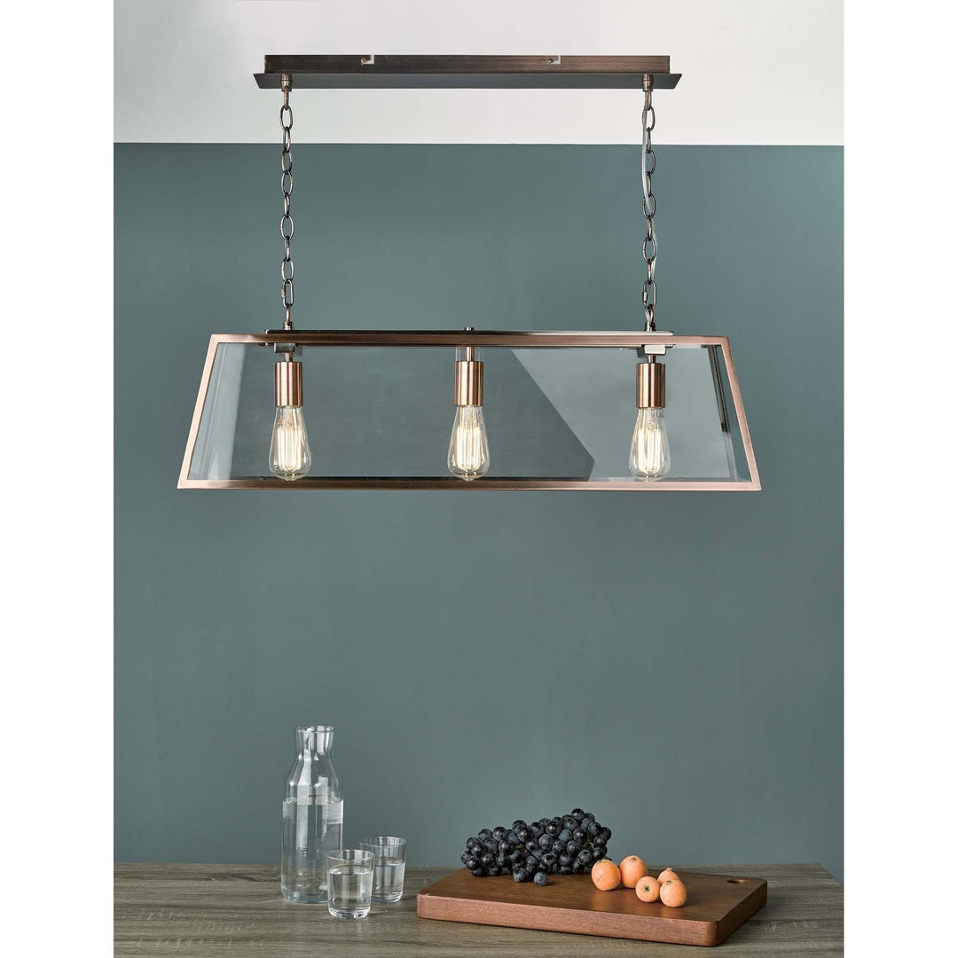 Dar ACA0364 Academy 3 Light Bar Pendant Antique Copper