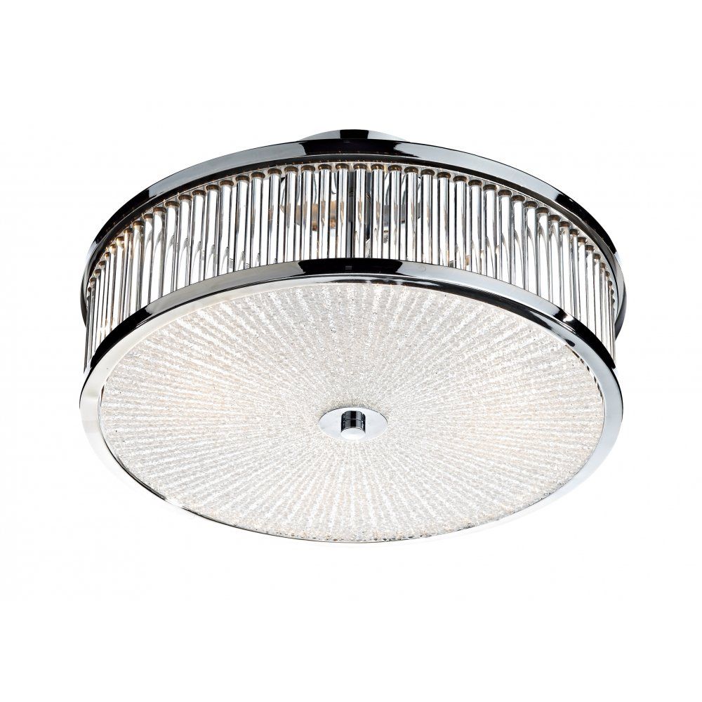 Dar Lighting ARA5250 | Aramis 3-Light Flush Ceiling Light | Chrome & Glass
