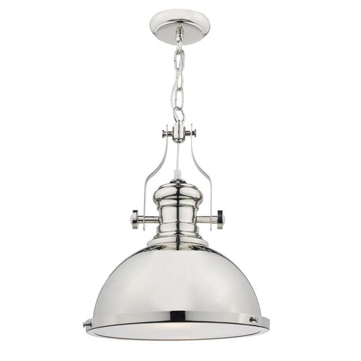 Dar Lighting ARO0138 | Arona Polished Chrome Pendant | Frosted Glass Diffuser