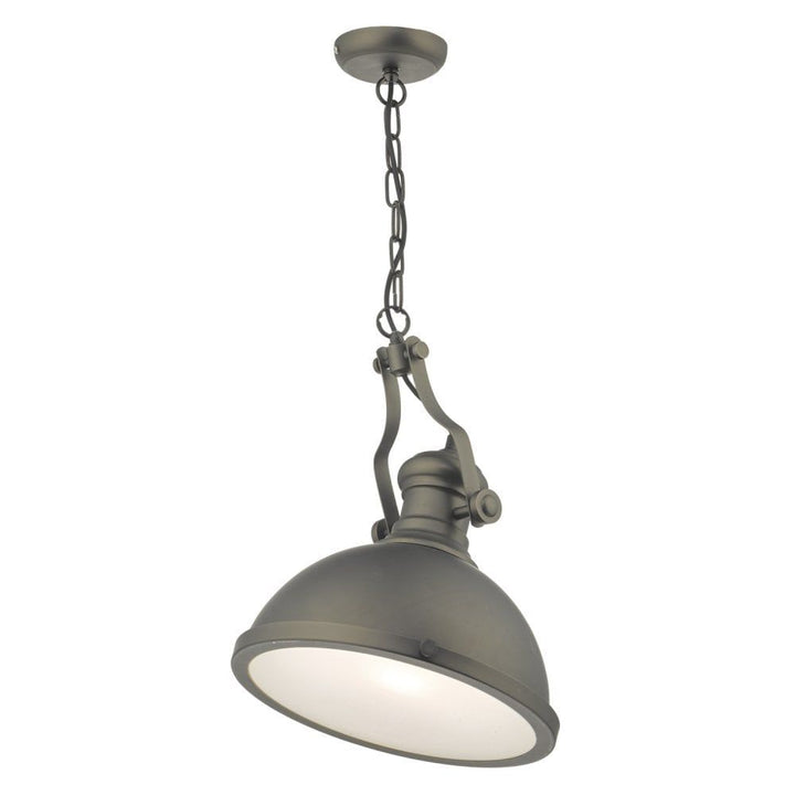 Dar ARO0167 Arona 1 Light Pendant Antique Pewter Glass