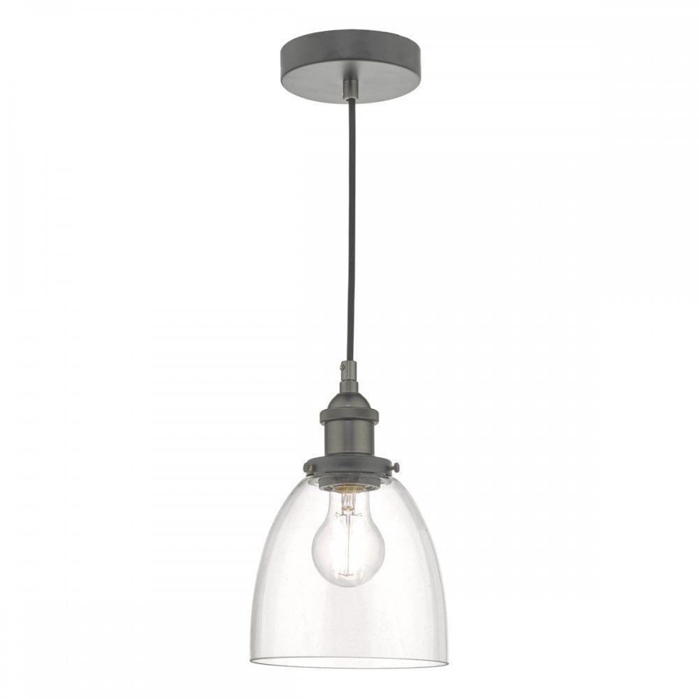 Dar ARV0161 | Arvin Pendant Light | Antique Chrome & Clear Glass