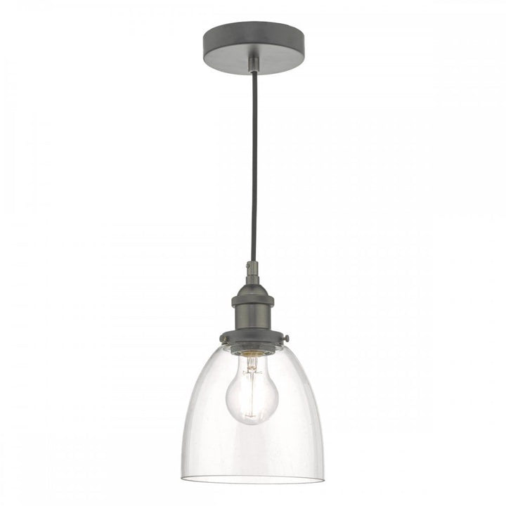 Dar ARV0161 | Arvin Pendant Light | Antique Chrome & Clear Glass