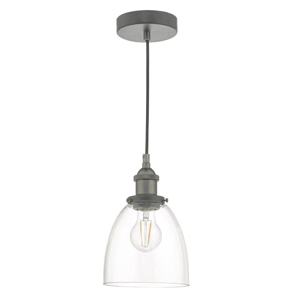 Dar ARV0161 | Arvin Pendant Light | Antique Chrome & Clear Glass