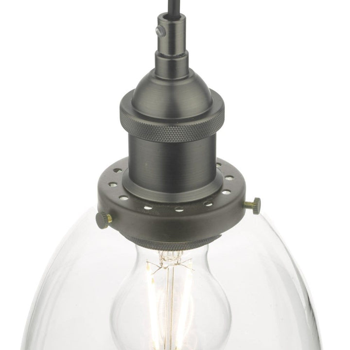 Dar ARV0161 | Arvin Pendant Light | Antique Chrome & Clear Glass