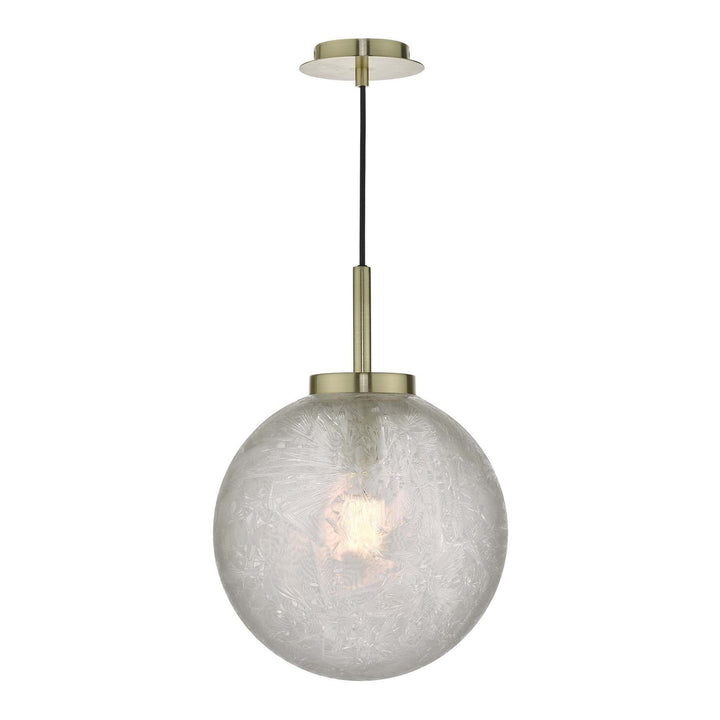 Dar AVA0141 | Avari Pendant Light | Satin Brass & Frosted Glass