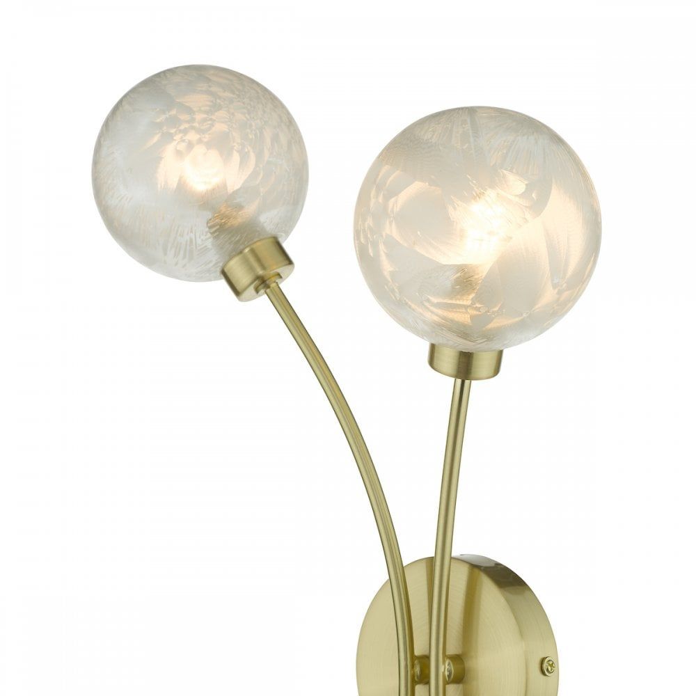 Dar AVA0941 | Avari Wall Light | 2 Light | Satin Brass & Frosted Glass