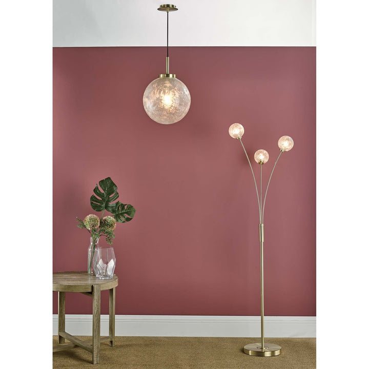 Dar AVA4941 | Avari Floor Lamp | 3 Light | Satin Brass & Frosted Glass