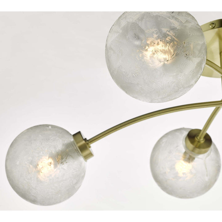 Dar AVA6441 | Avari Semi-Flush Ceiling Light | 6 Light | Satin Brass & Frosted Glass