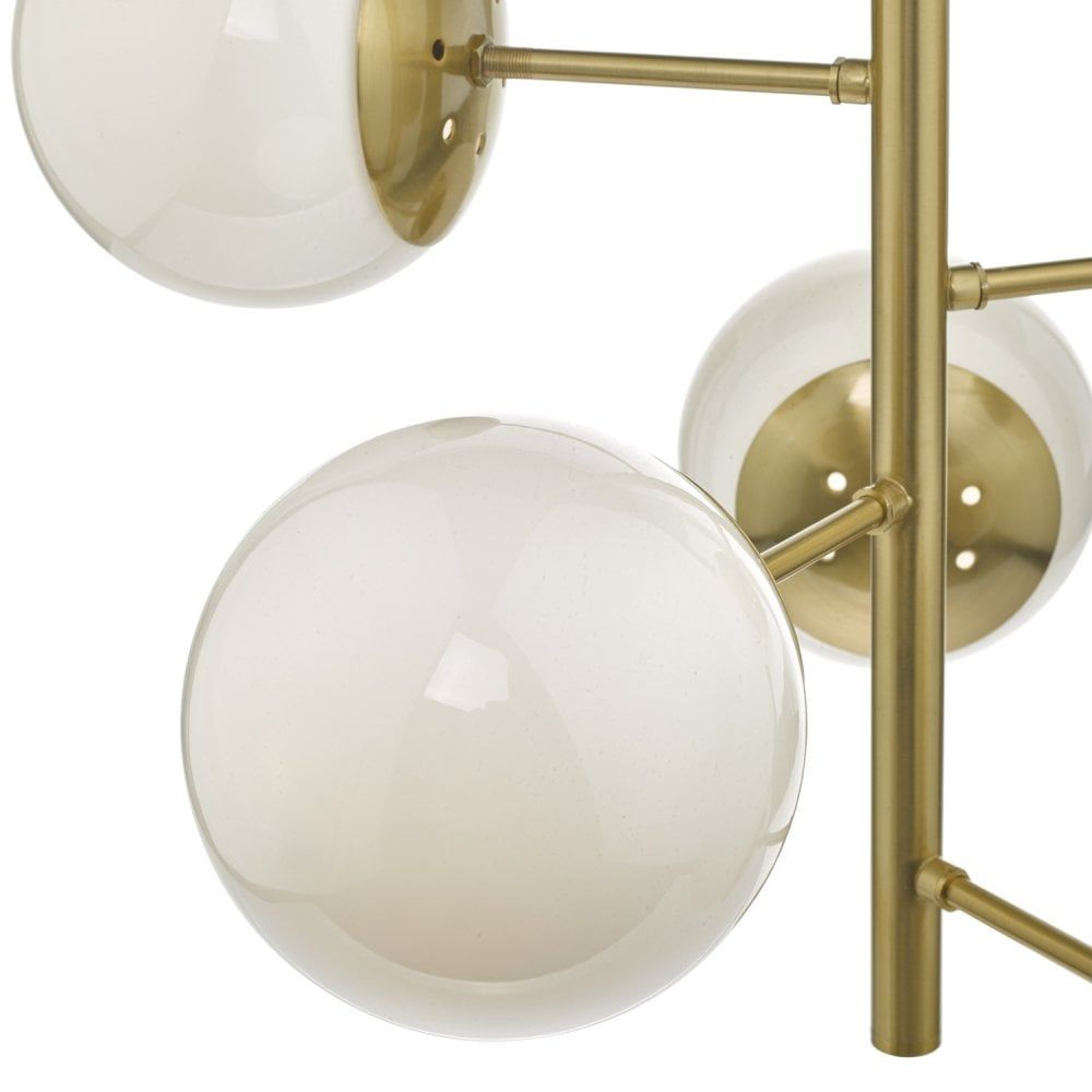 Dar BOM0535 | Bombazine | 5 Light Pendant | Natural Brass | Opal Glass