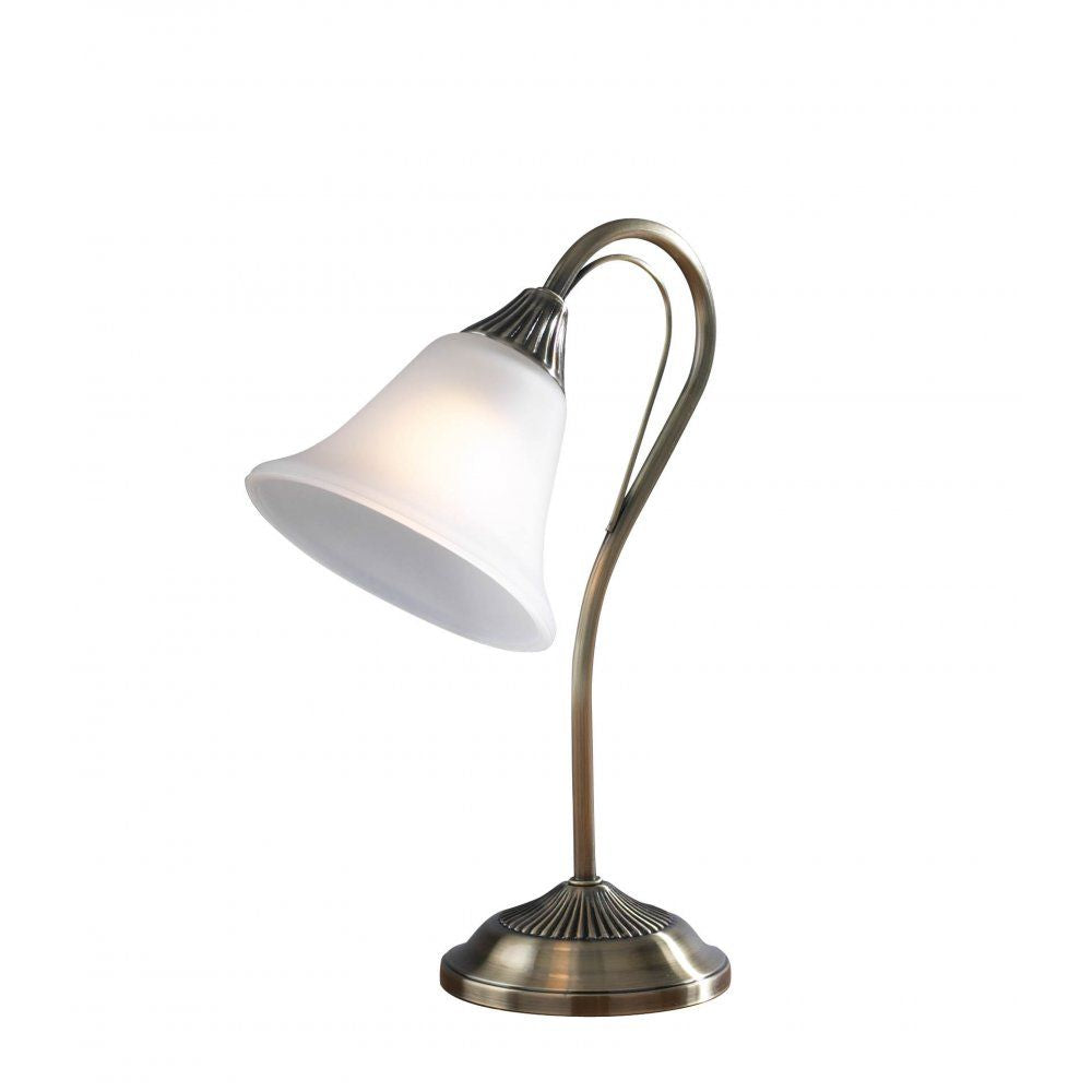 Dar BOS40 | Boston Table Lamp | Antique Brass with Opal Glass