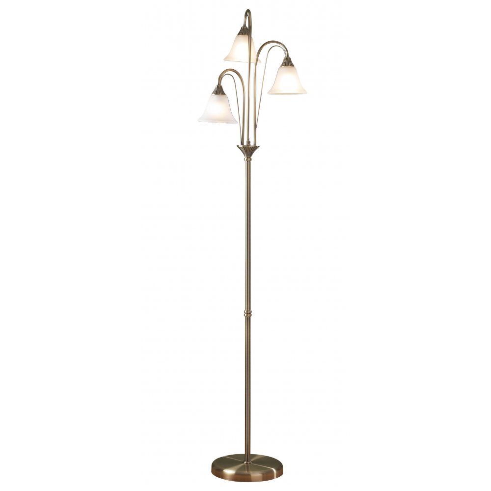 Dar BOS49 | Boston Floor Stand Lamp | Antique Brass with Opal Glass