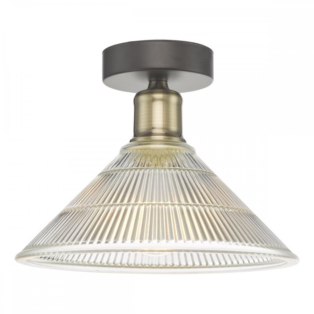 Dar BOY0175 | Boyd 1 Light Flush | Antique Brass with Glass Shade