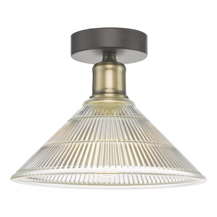 Dar BOY0175 | Boyd 1 Light Flush | Antique Brass with Glass Shade